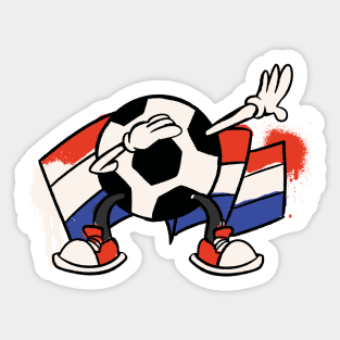 Dabbing Soccer Ball Cartoon Netherlands Dutch Flag Football Sticker